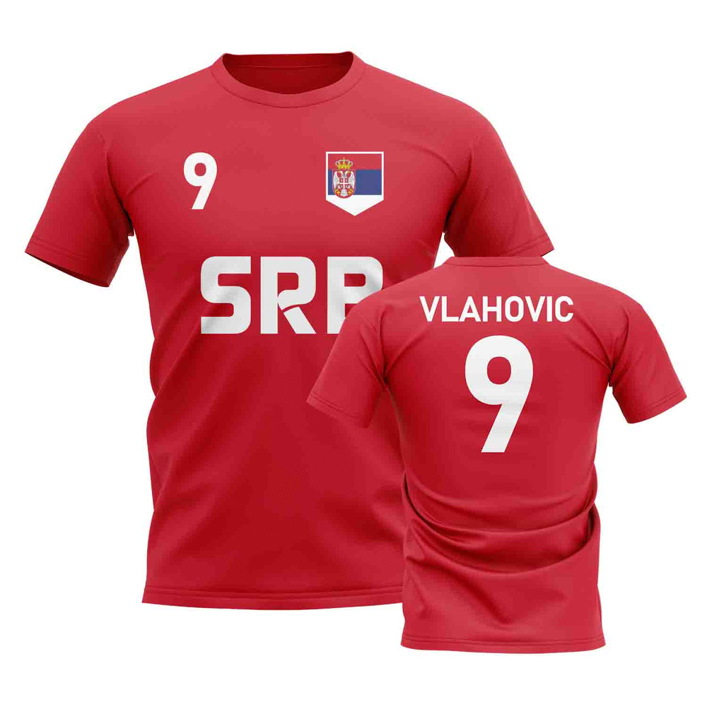 Dusan Vlahovic Country Code Hero T-Shirt (Red) Polyester Serbia Uksoccershop Men's Red Large