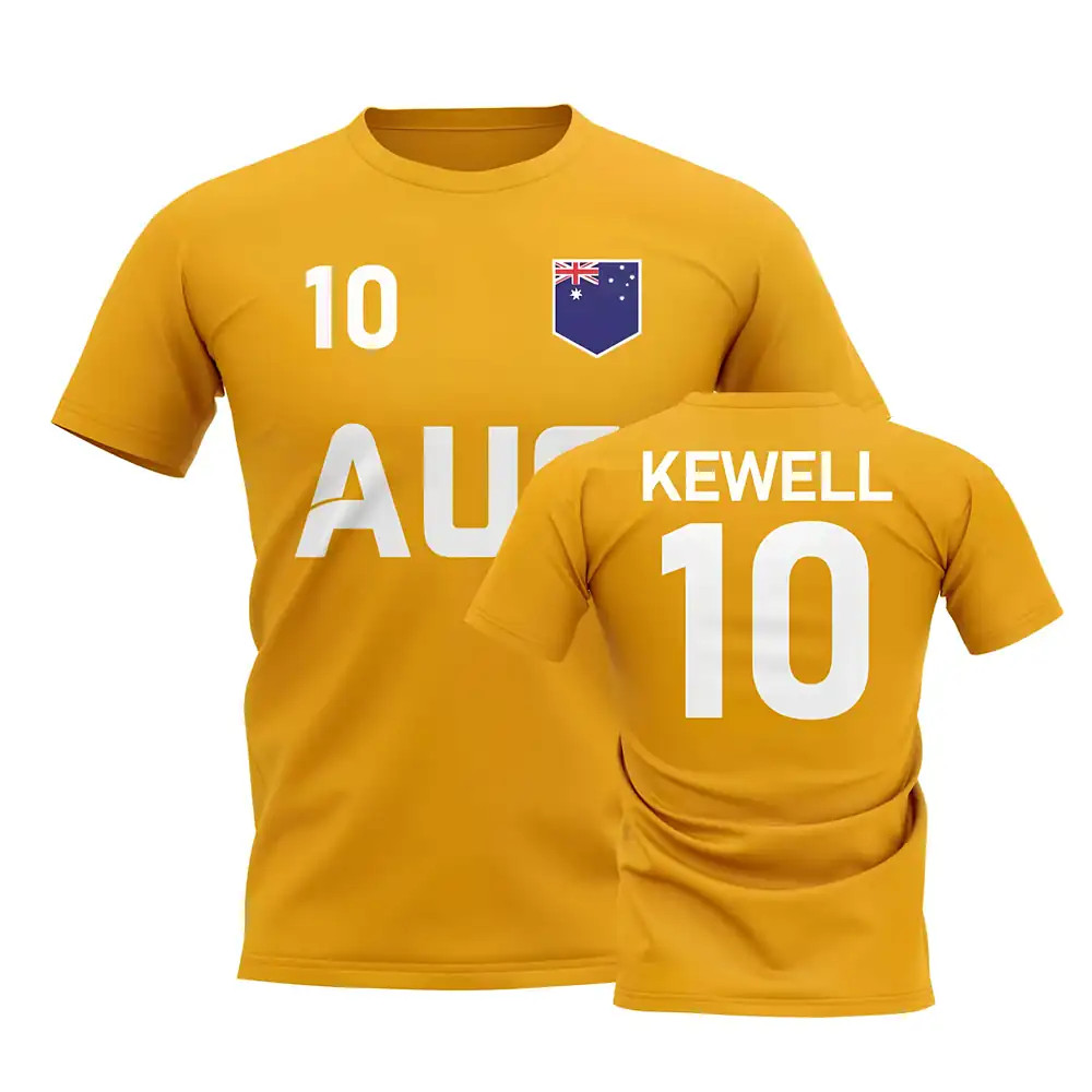Harry Kewell Country Code T-Shirt (Gold) Polyester Australia Uksoccershop Men's Gold Small