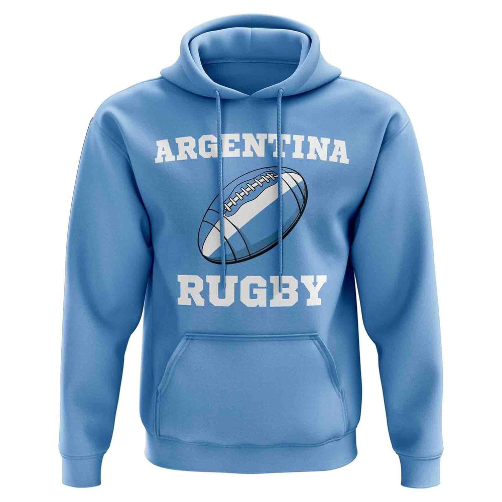 Argentina Rugby Ball Hoody (Sky Blue) Polyester Uksoccershop Men's Sky Blue Medium