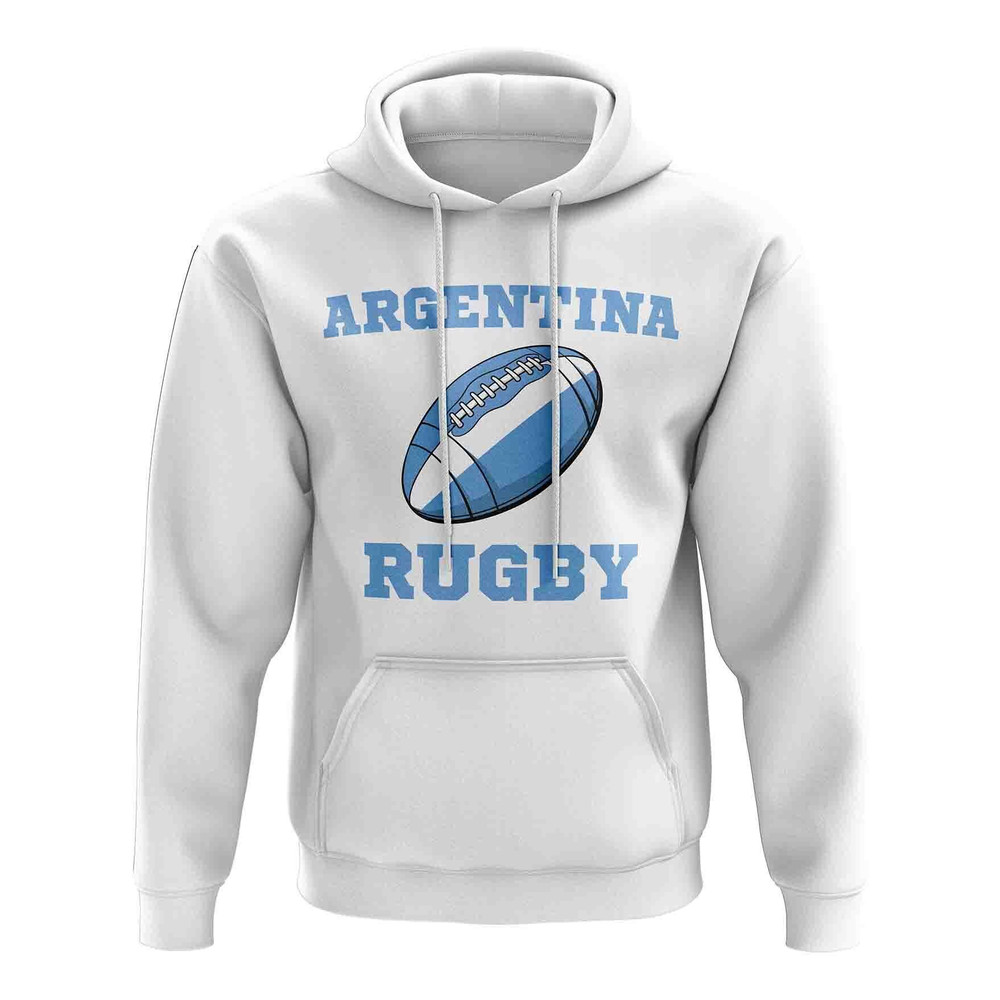 Argentina Rugby Ball Hoody Polyester Uksoccershop Men's White Medium