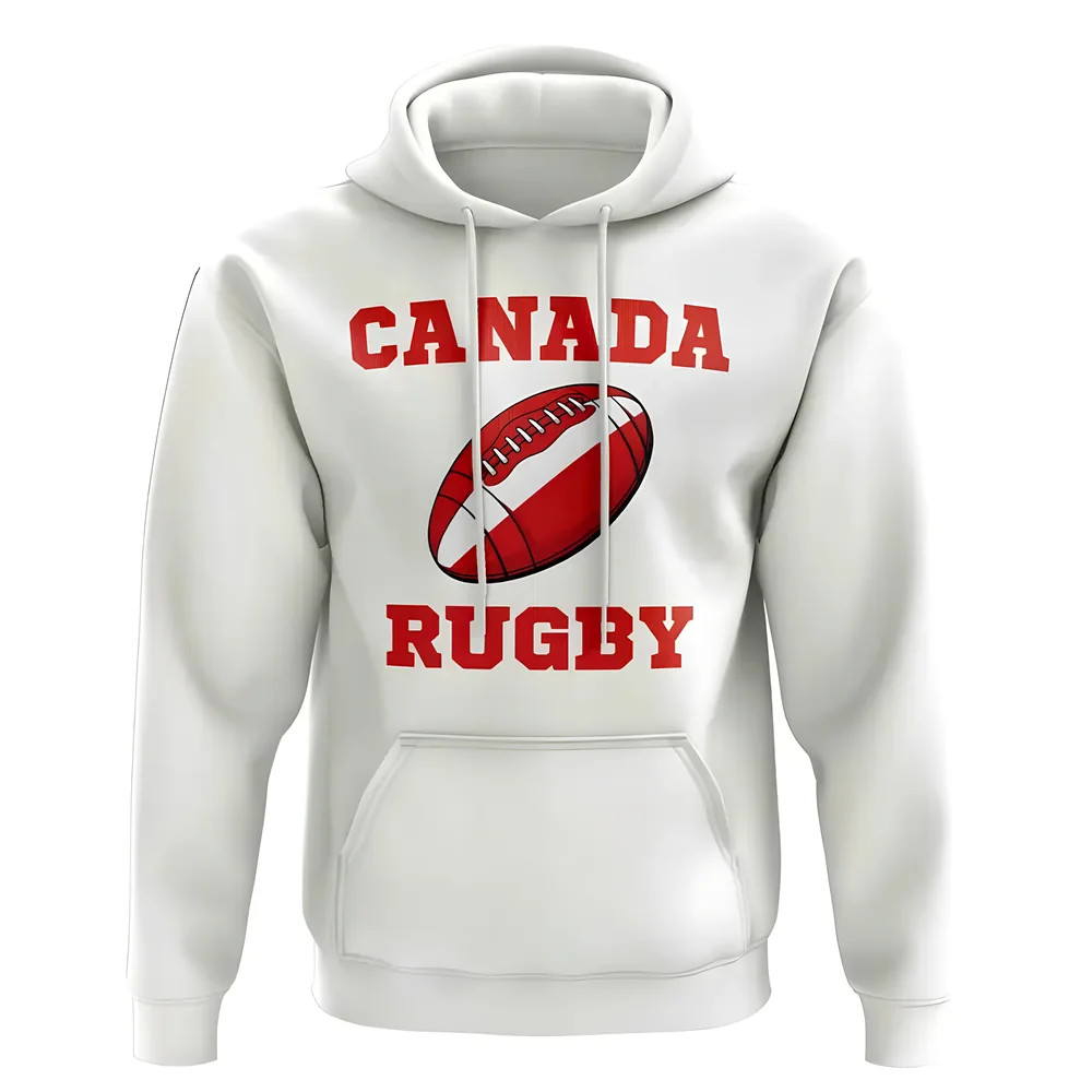 Canada Rugby Ball Hoody (White) Polyester Uksoccershop Men's White Xxl