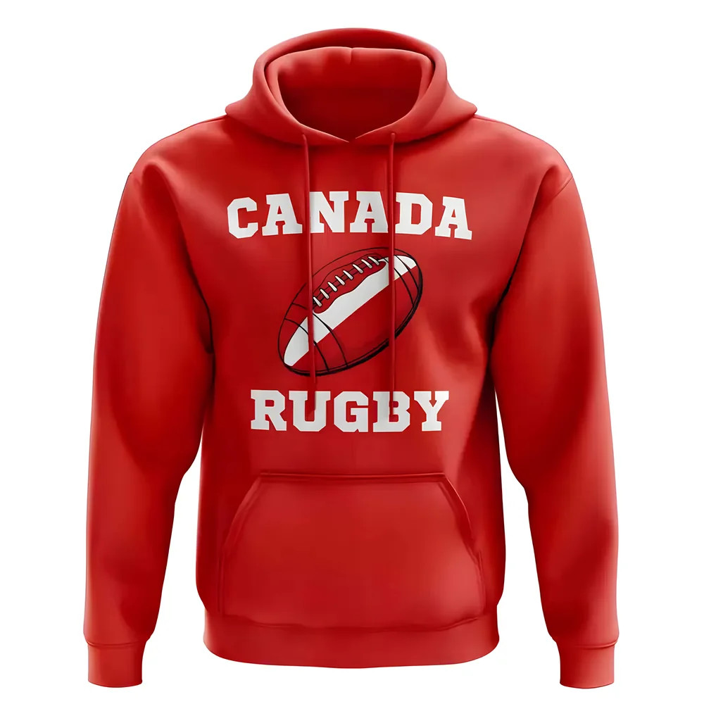 Canada Rugby Ball Hoody (Red) Polyester Uksoccershop Men's Red Xxl