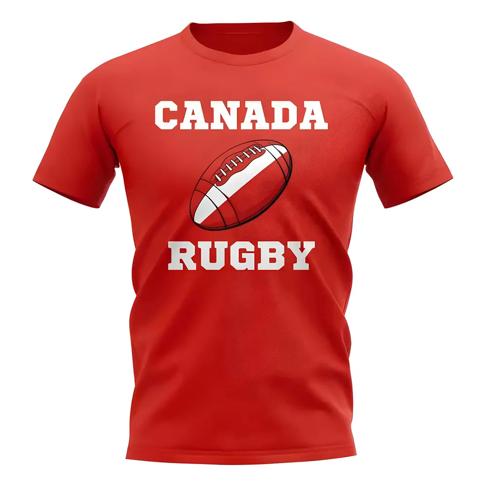 Canada Rugby Ball T-Shirt (Red) Polyester Uksoccershop Men's Red Xxl