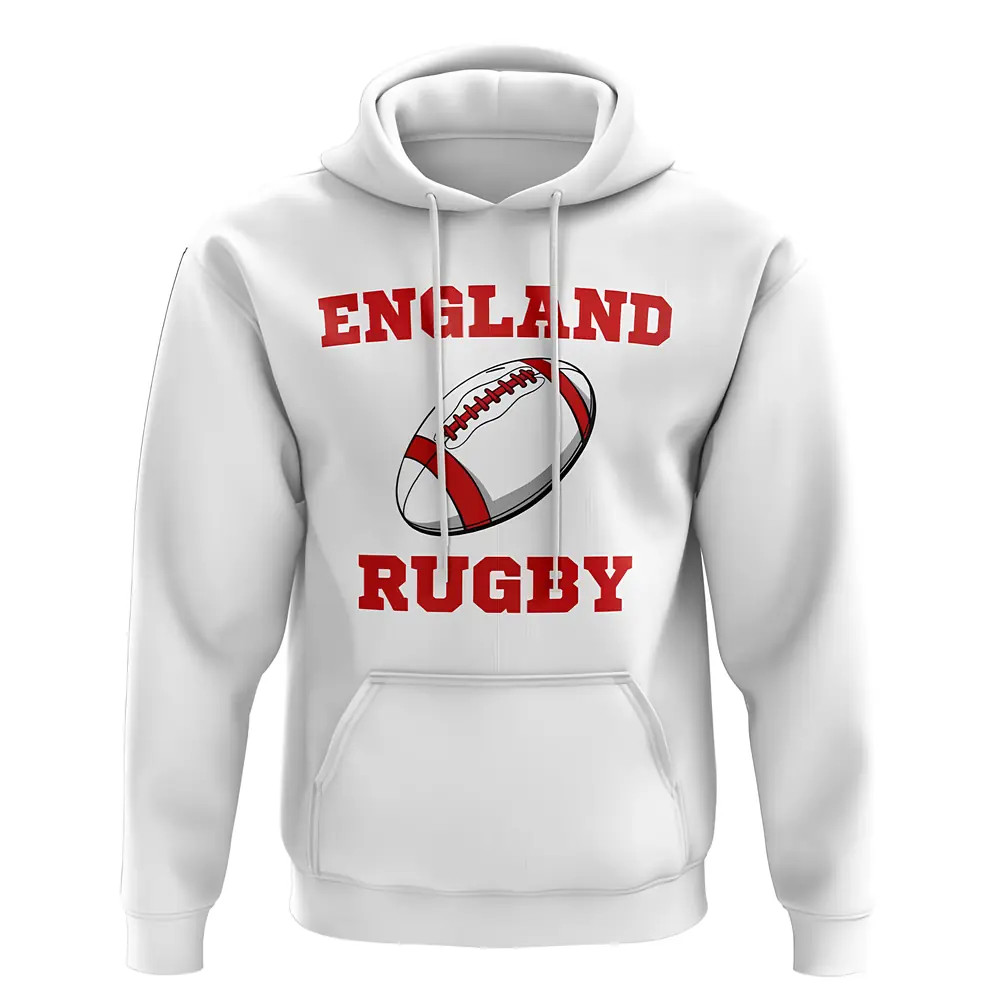 England Rugby Ball Hoody (White) Polyester Uksoccershop Men's White Xxl