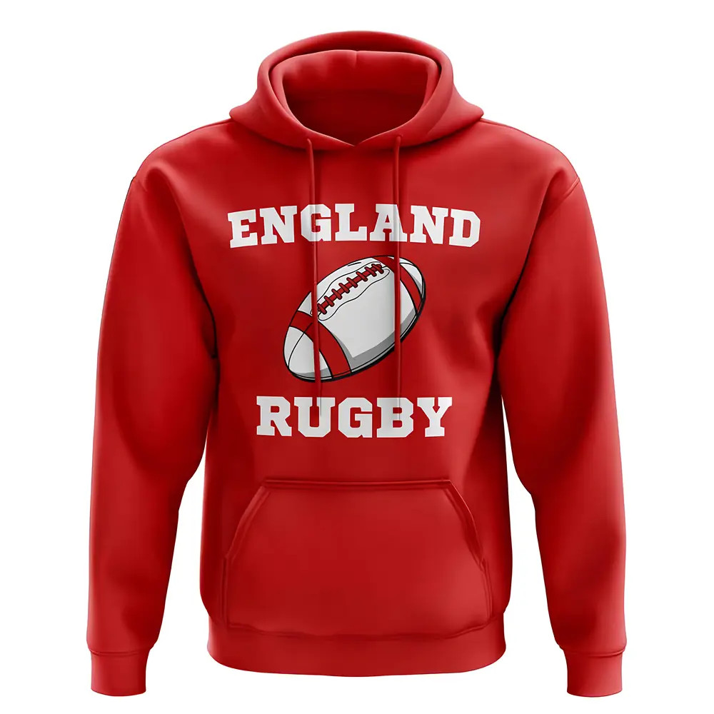 England Rugby Ball Hoody (Red) Polyester Uksoccershop Men's Red Xxl
