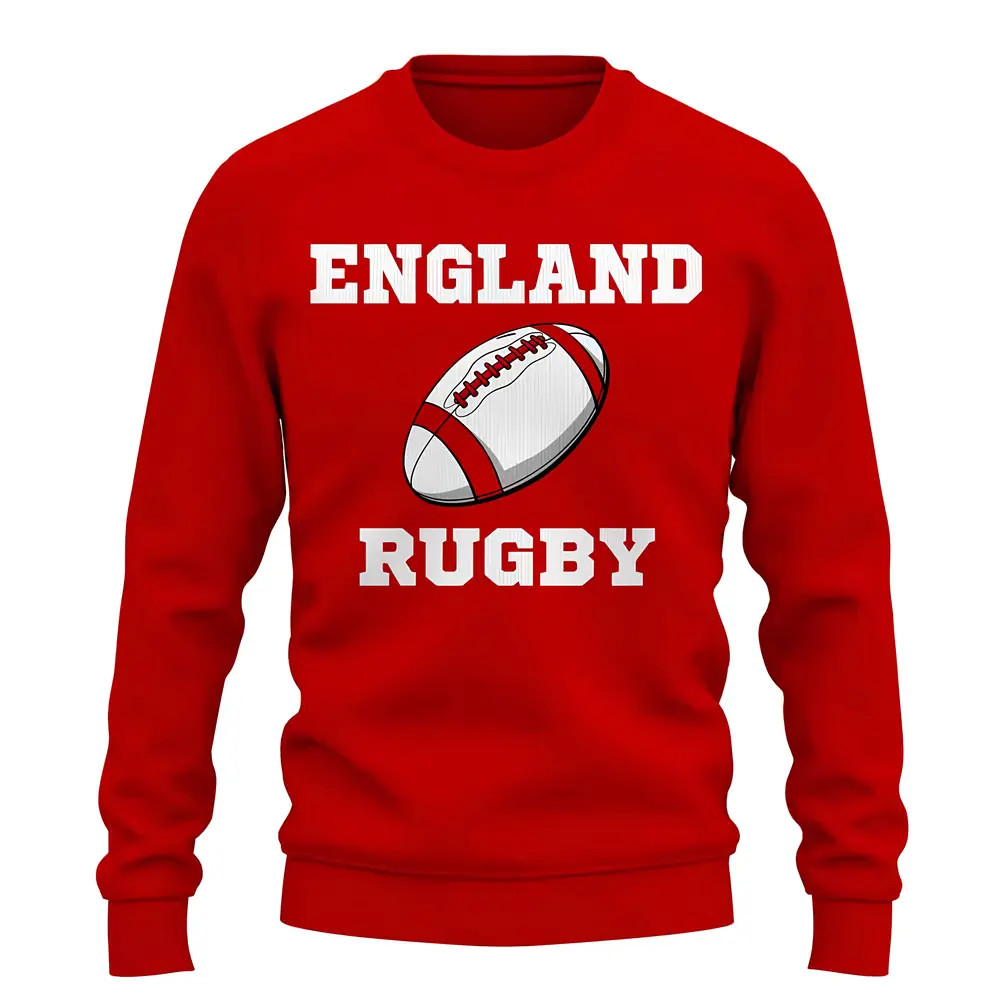 England Rugby Ball Sweatshirt (Red) Polyester Uksoccershop Men's Red Xxl