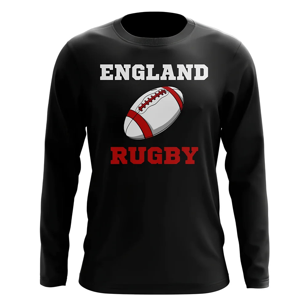 England Rugby Ball Sweatshirt (Black) Polyester Uksoccershop Men's Black Xxl