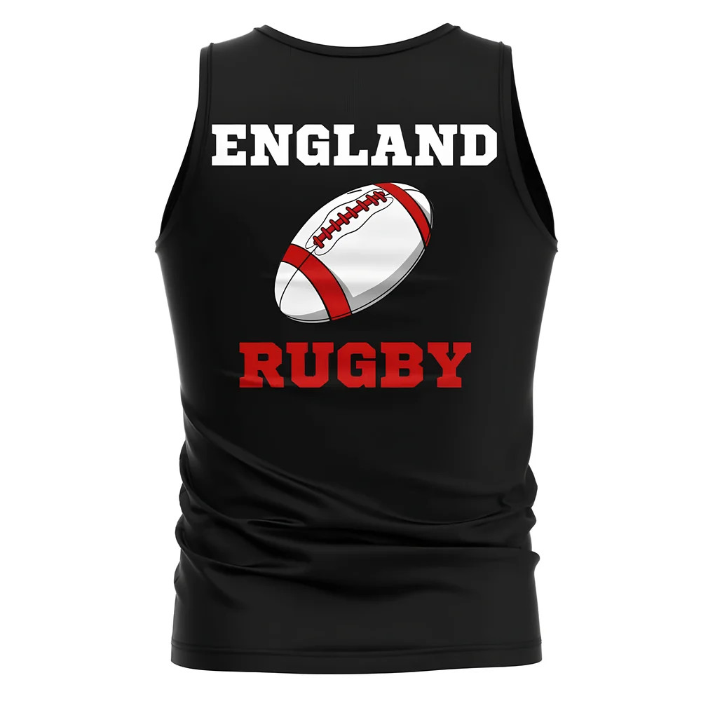 England Rugby Ball Tank Top (Black) Polyester Uksoccershop Men's Black Xxl