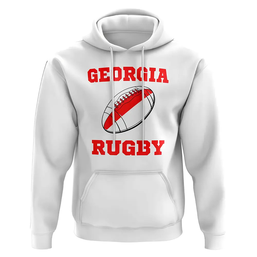 Georgia Rugby Ball Hoody (White) Polyester Uksoccershop Men's White Xxl