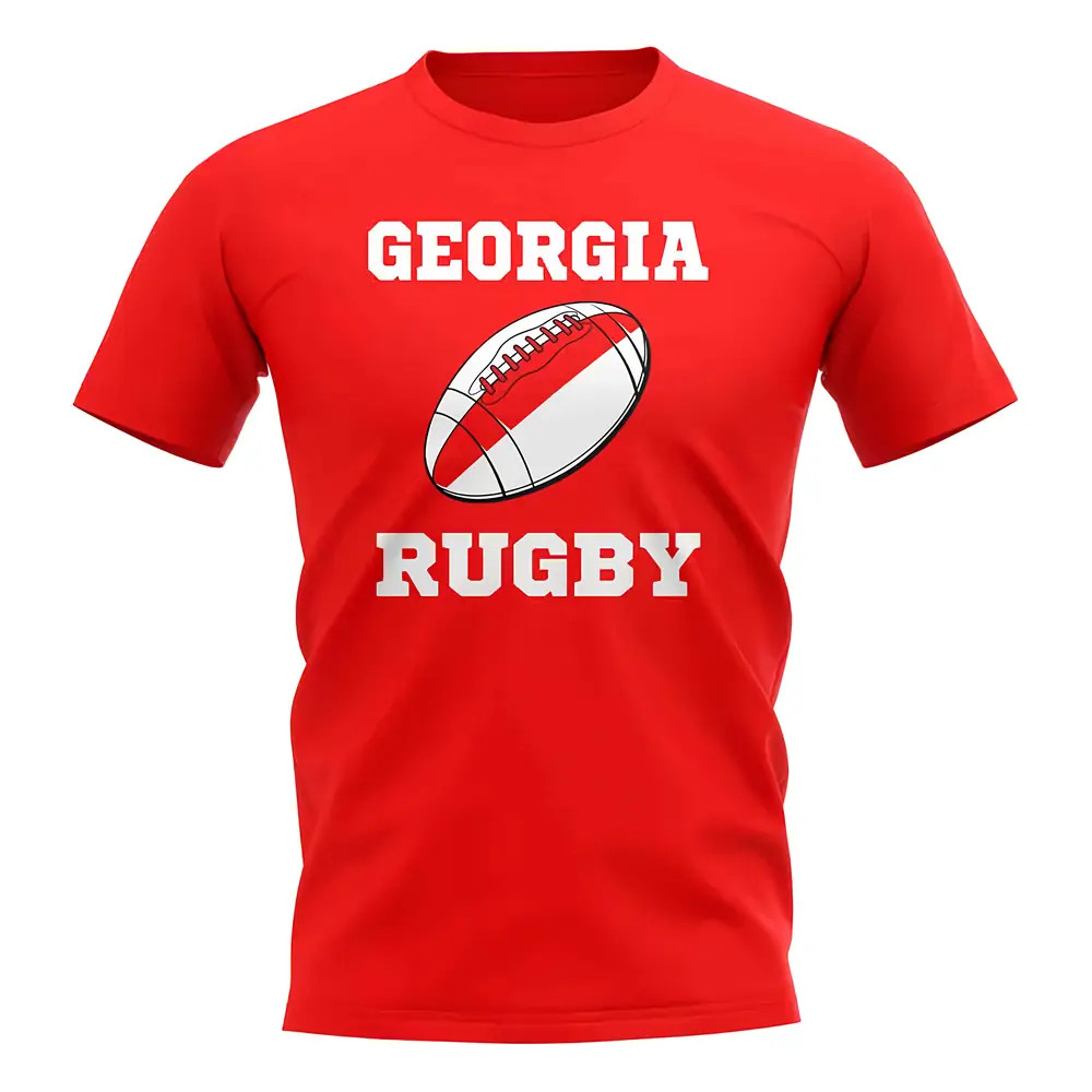Georgia Rugby Ball T-Shirt (Red) Polyester Uksoccershop Men's Red Xxl