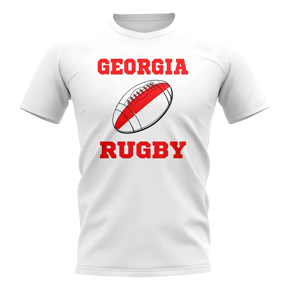 Georgia Rugby Ball T-Shirt (White) Polyester Uksoccershop Men's White Xxl