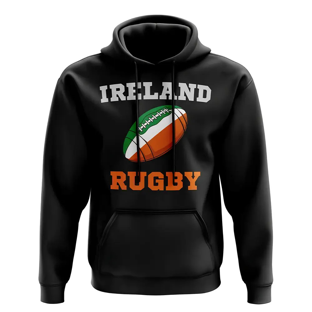 Ireland Rugby Ball Hoody (Black) Polyester Uksoccershop Men's Black Medium