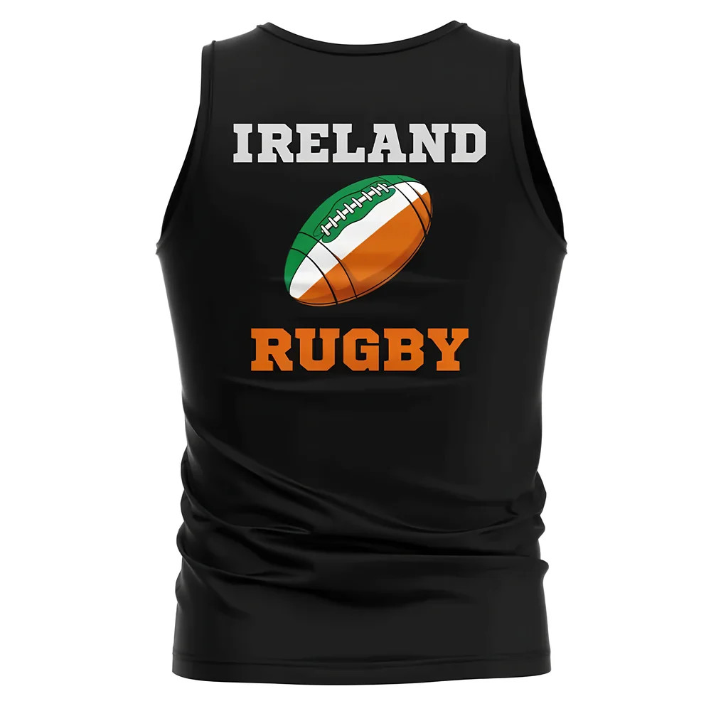 Ireland Rugby Ball Tank Top (Black) Polyester Uksoccershop Men's Black Medium