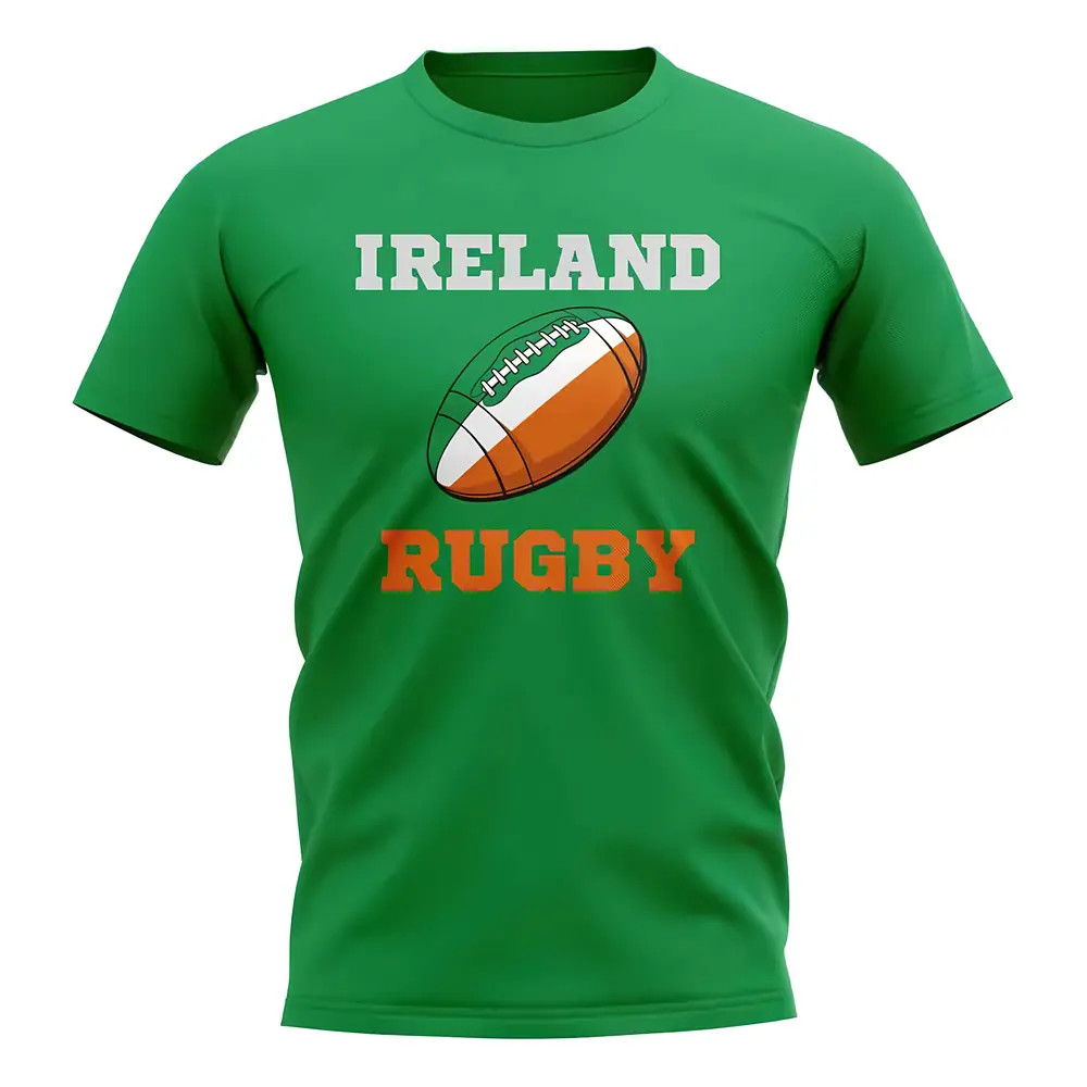 Ireland Rugby Ball T-Shirt (Green) Polyester Uksoccershop Men's Green Xxl
