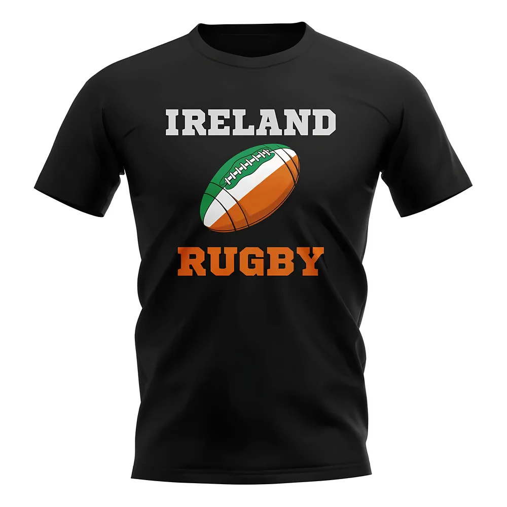 Ireland Rugby Ball T-Shirt (Black) Polyester Uksoccershop Men's Black Xxl