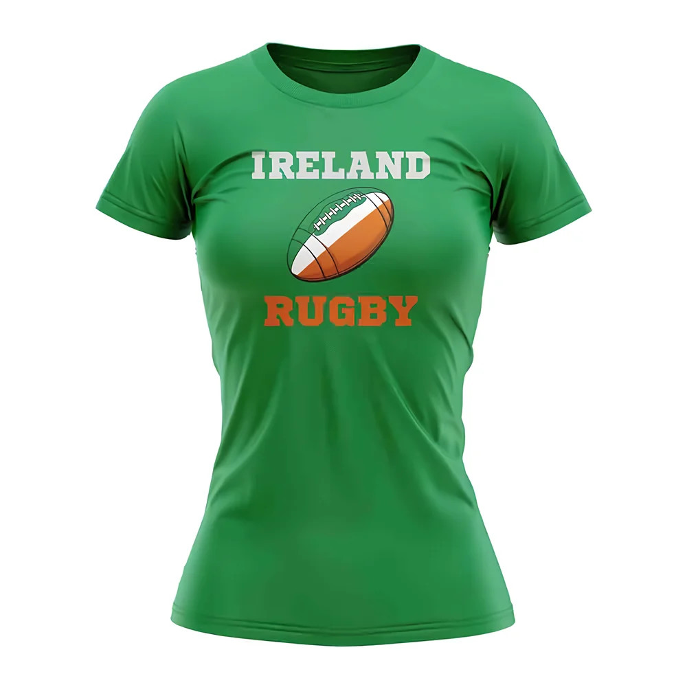Ireland Rugby Ball T-Shirt (Green) - Polyester Uksoccershop Women's Green Medium