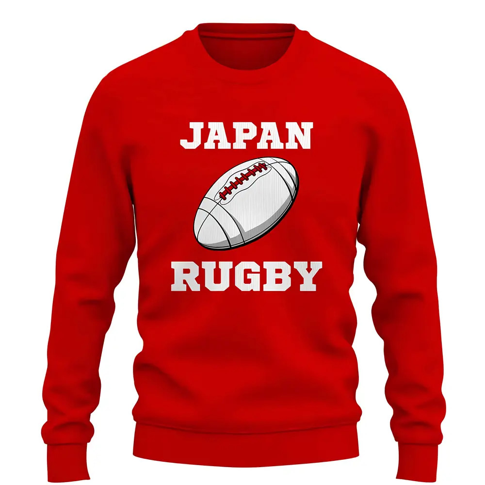 Japan Rugby Ball Sweatshirt (Red) Polyester Japan Rugby Uksoccershop Men's Red Xxl