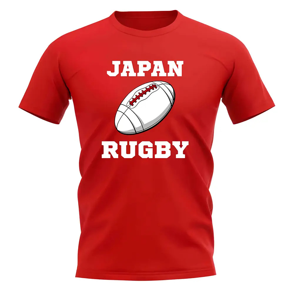Japan Rugby Ball T-Shirt (Red) Polyester Japan Rugby Uksoccershop Men's Red Xxl