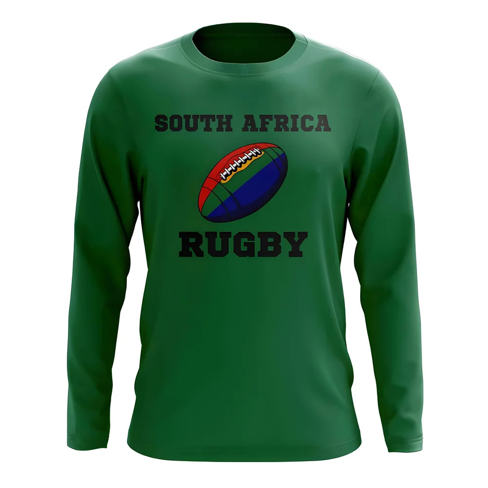 South Africa Rugby Ball Long Sleeve Tee (Green) Polyester Springboks Uksoccershop Men's Green Xxl