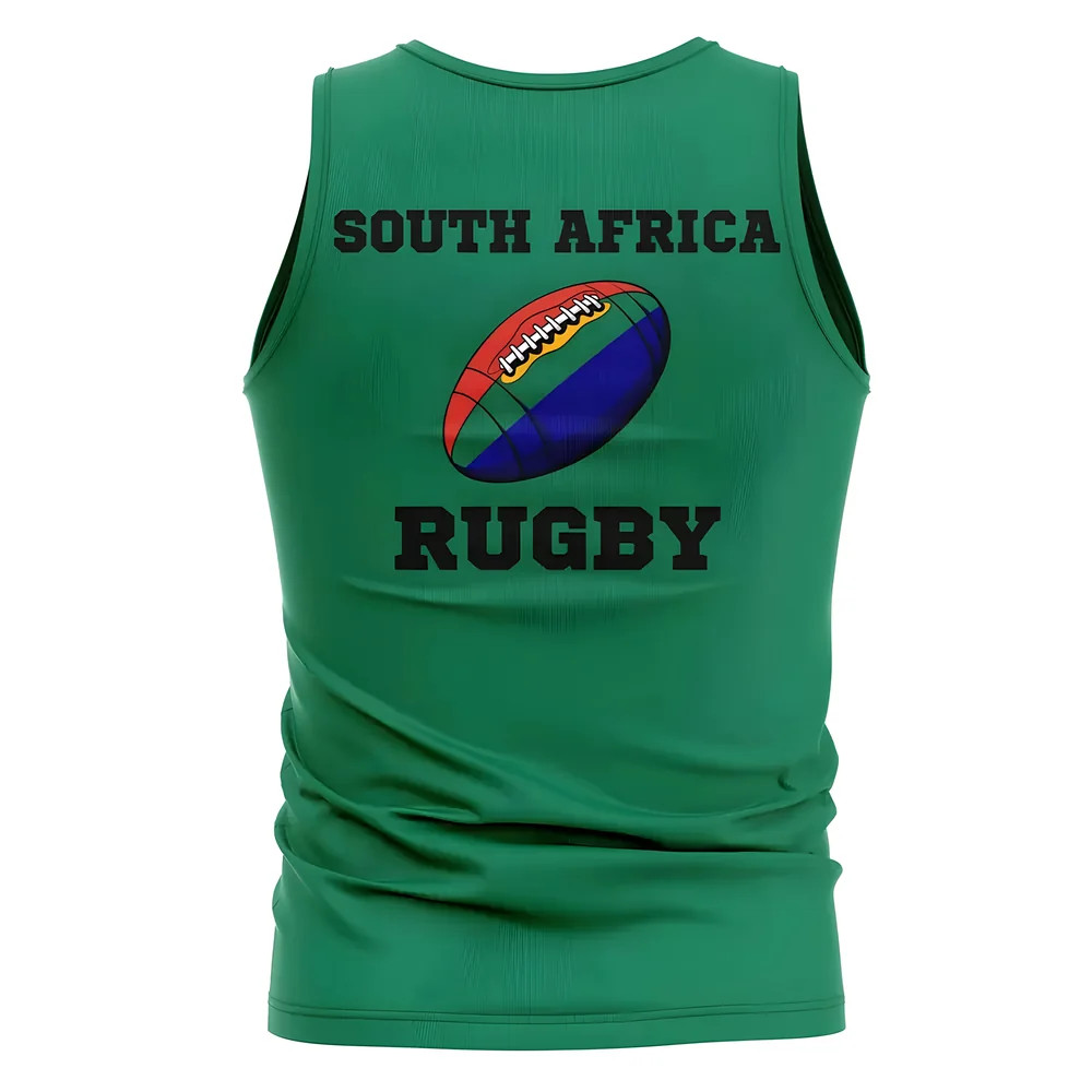 South Africa Rugby Ball Tank Top (Green) Polyester Springboks Uksoccershop Men's Green Extra Large