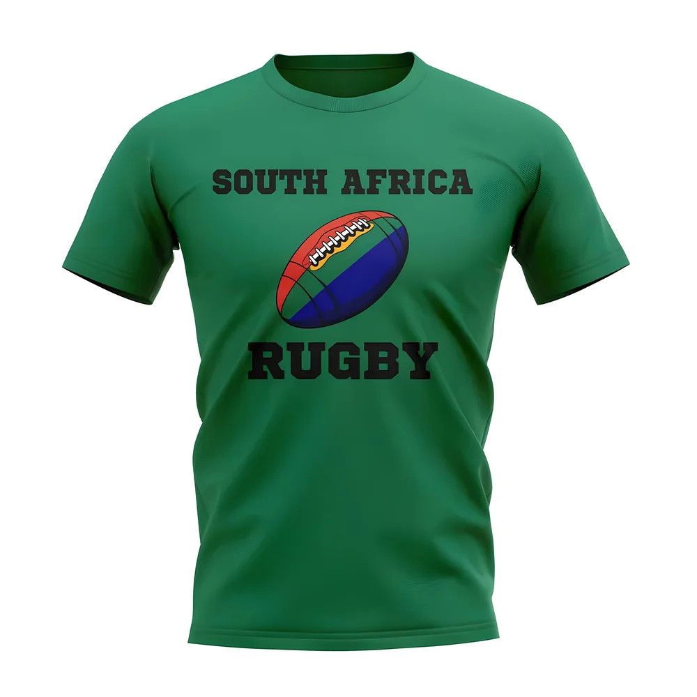 South Africa Rugby Ball T-Shirt (Green) Polyester Springboks Uksoccershop Men's Green Extra Small
