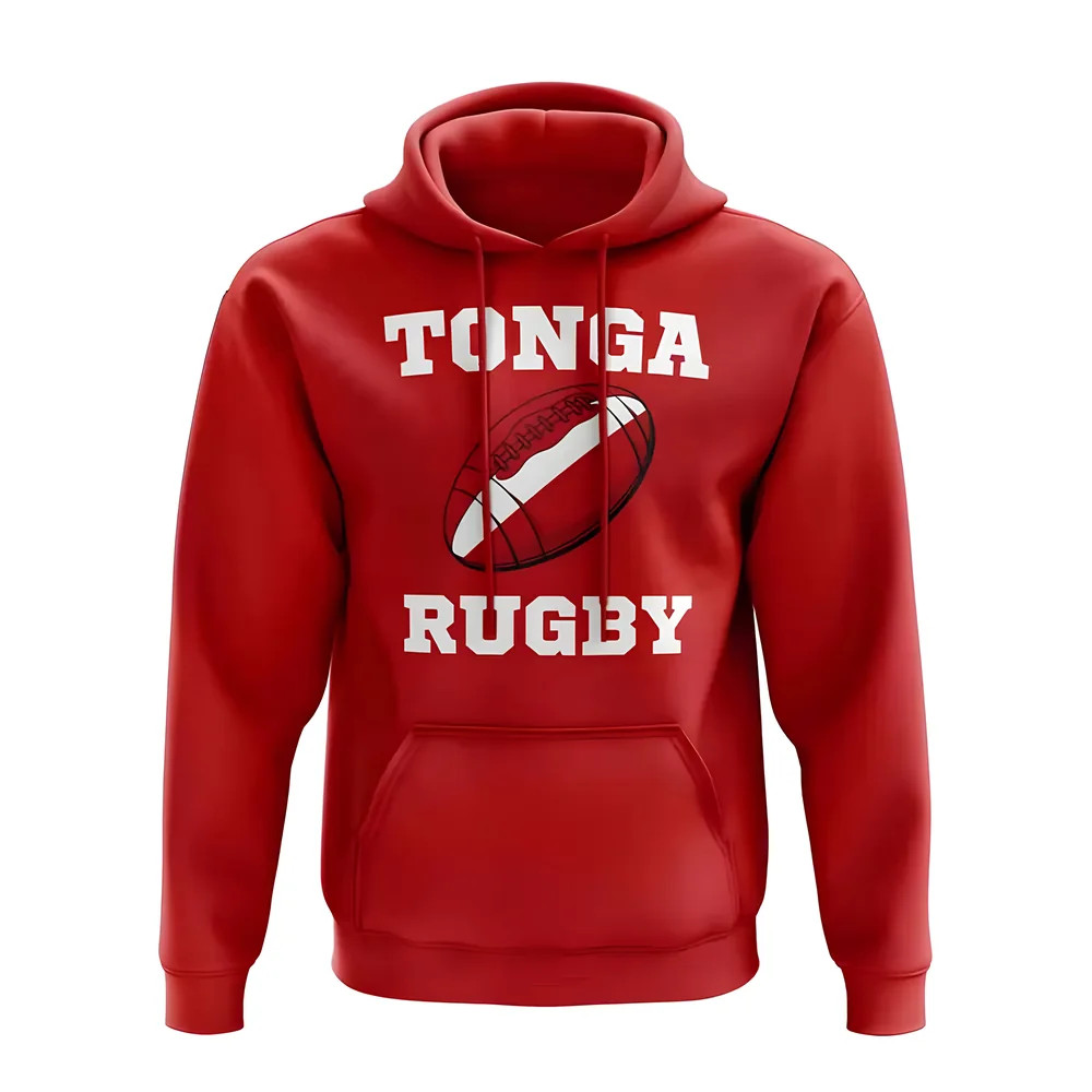 Tonga Rugby Ball Hoody (Red) Polyester Uksoccershop Men's Red Xxl