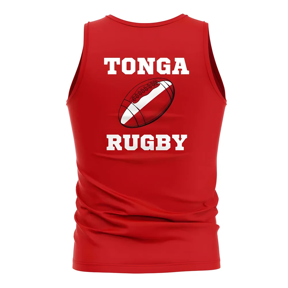 Tonga Rugby Ball Tank Top (Red) Polyester Uksoccershop Men's Red Xxl