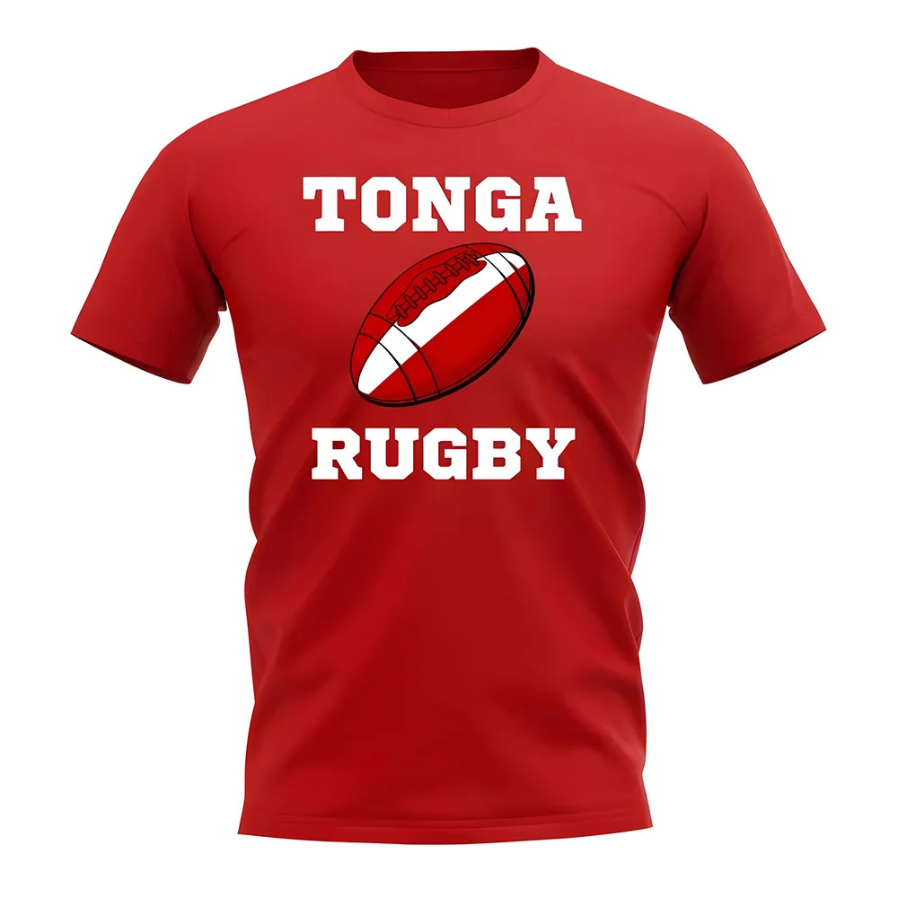 Tonga Rugby Ball T-Shirt (Red) Polyester Uksoccershop Men's Red Xxl