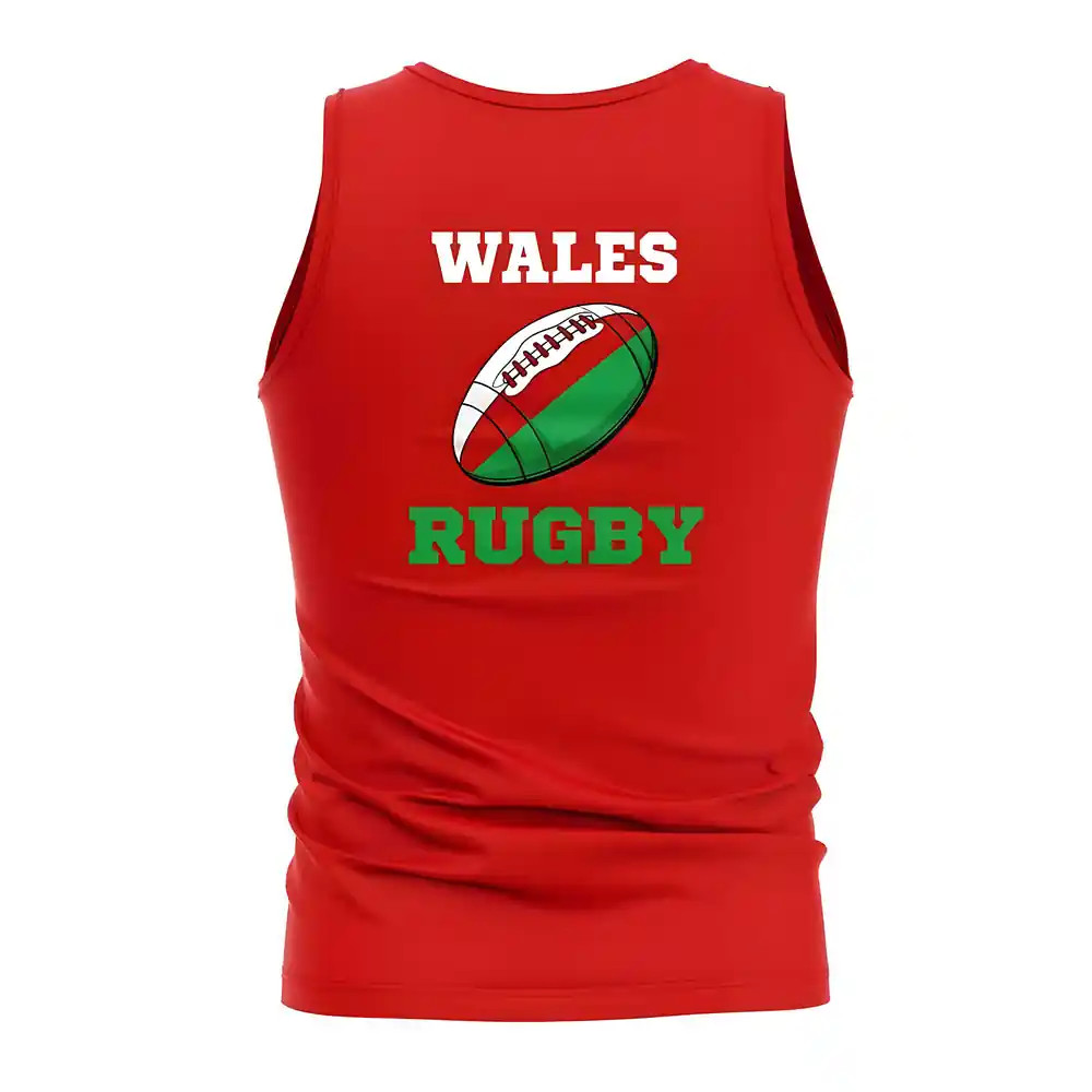 Wales Rugby Ball Tank Top (Red) Polyester Azerbaijan Uksoccershop Men's Red Xxl
