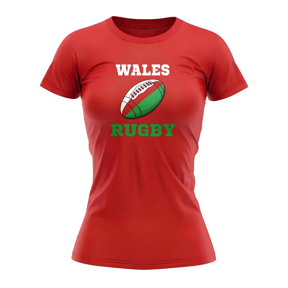 Wales Rugby Ball T-Shirt (Red) - Polyester Azerbaijan Uksoccershop Women's Red Xxl