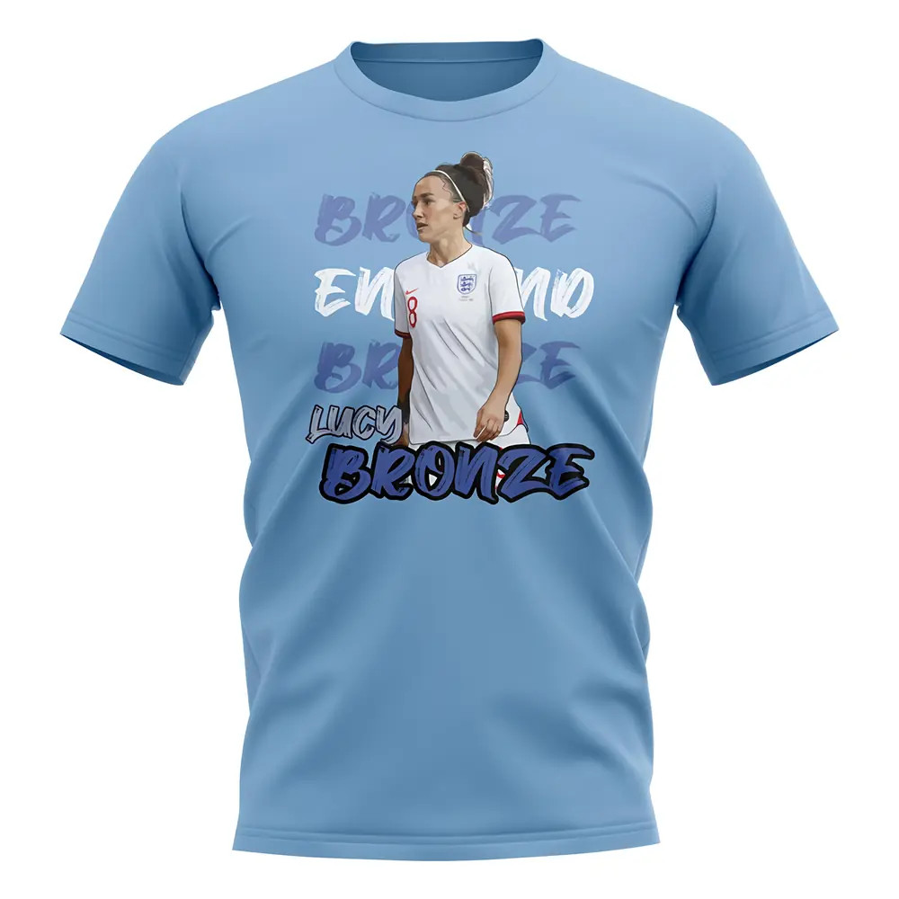 Lucy Bronze Graphic Player Tee (Sky) Polyester England Uksoccershop Men's Sky Blue Xxl