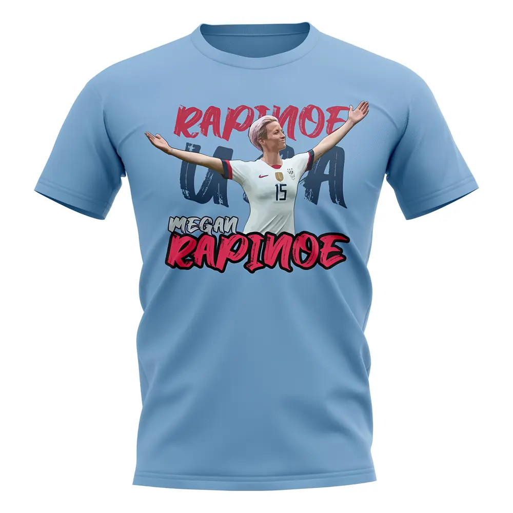 Megan Rapinoe Graphic Player Tee (Sky) Polyester Usa Uksoccershop Men's Sky Blue Large