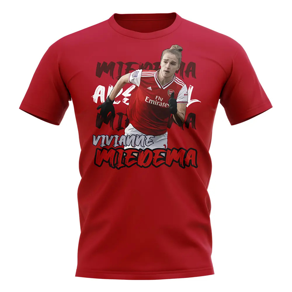 Vivianne Miedema Graphic Player Tee (Red) Polyester Arsenal Uksoccershop Men's Red Large