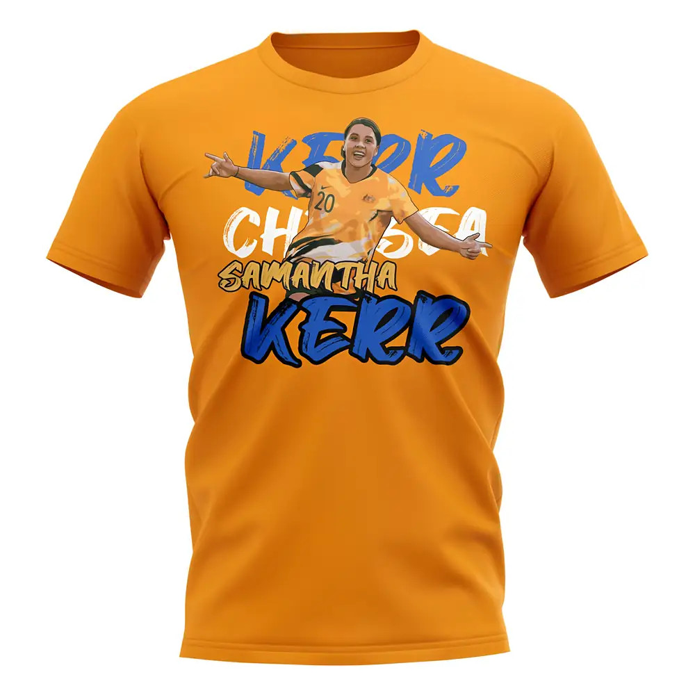 Samantha Kerr Graphic Player Tee (Gold) Polyester Australia Uksoccershop Men's Gold Extra Large