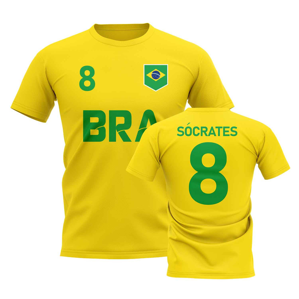 Socrates Country Code Hero T-Shirt (Yellow) Polyester Brazil Uksoccershop Men's Yellow Extra Large