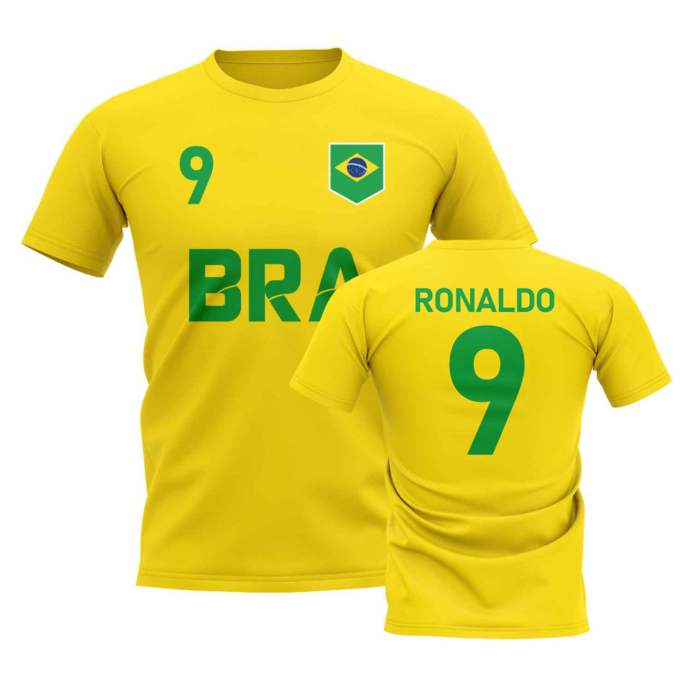 Ronaldo Country Code Hero T-Shirt (Yellow) Polyester Brazil Uksoccershop Men's Yellow Extra Large