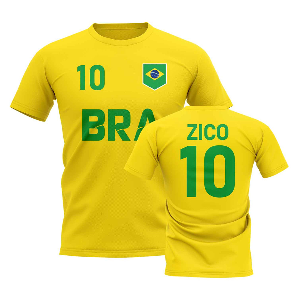 Zico Country Code Hero T-Shirt (Yellow) Polyester Brazil Uksoccershop Men's Yellow Extra Large
