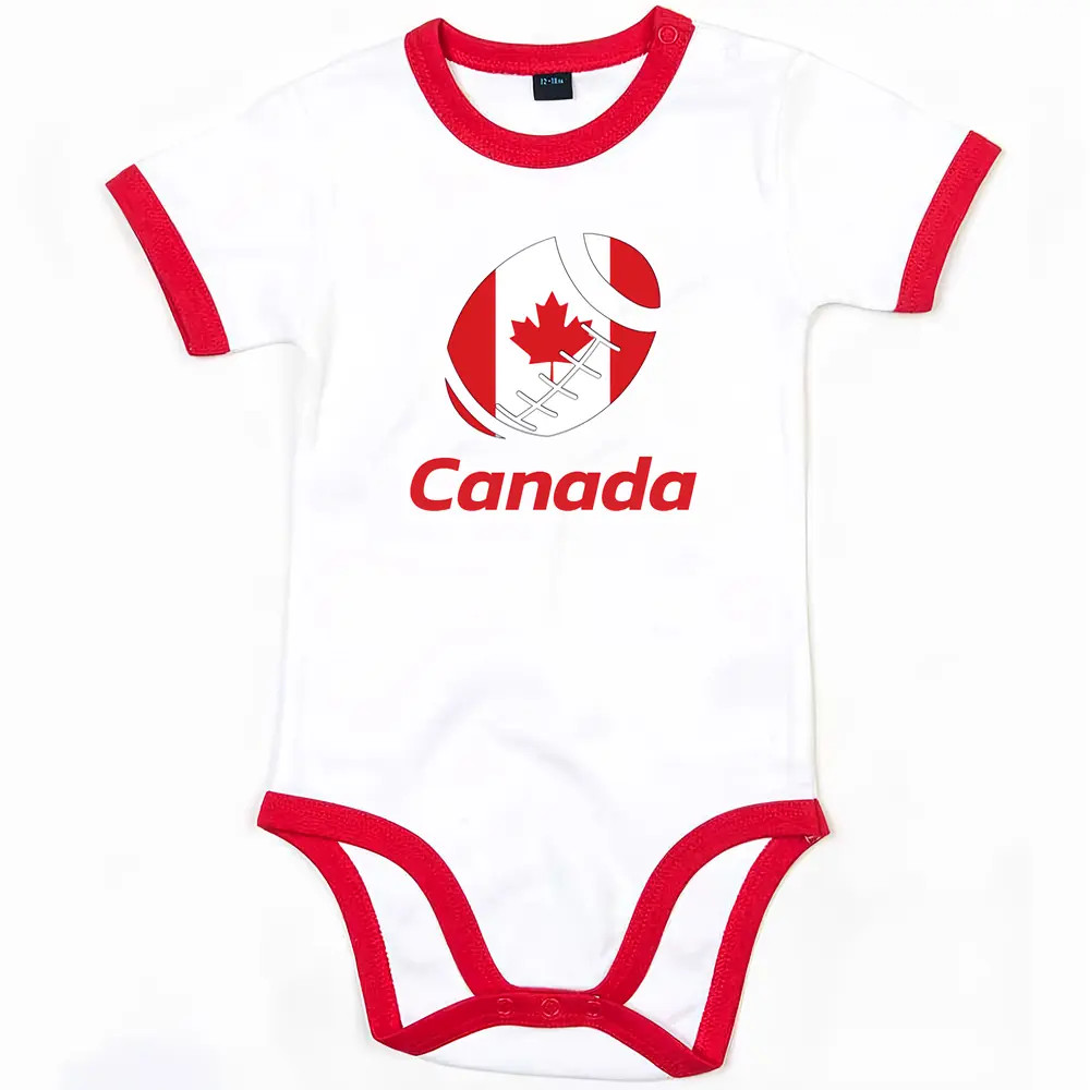Canada Rugby Ringer Bodysuit - White/ (Baby) Toddler's Polyester Uksoccershop Unisex Toddler Red Medium