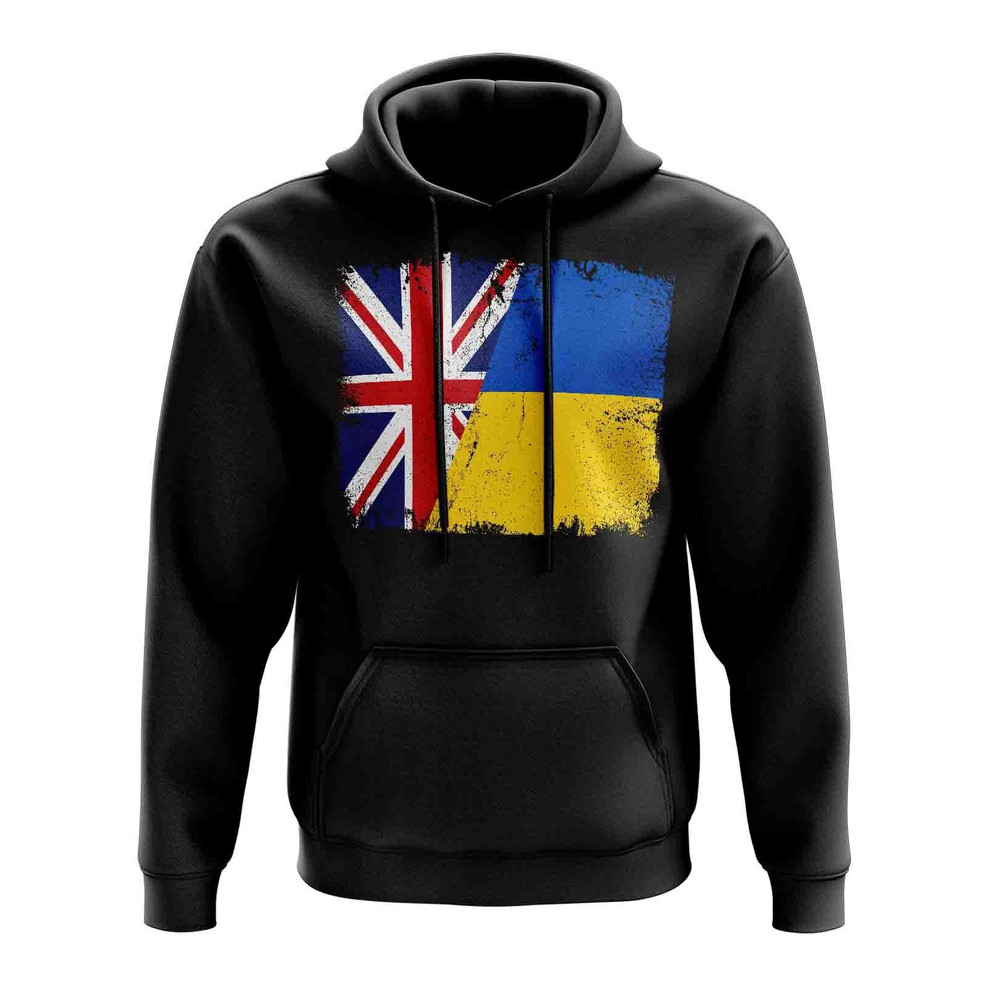 Uk Ukraine Flag Hoody (Black) Polyester Uksoccershop Men's Black Xxl