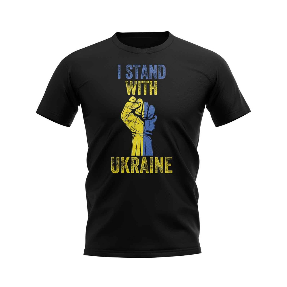 I Stand With Ukraine Fist T-Shirt (Black) Polyester Uksoccershop Men's Black Medium