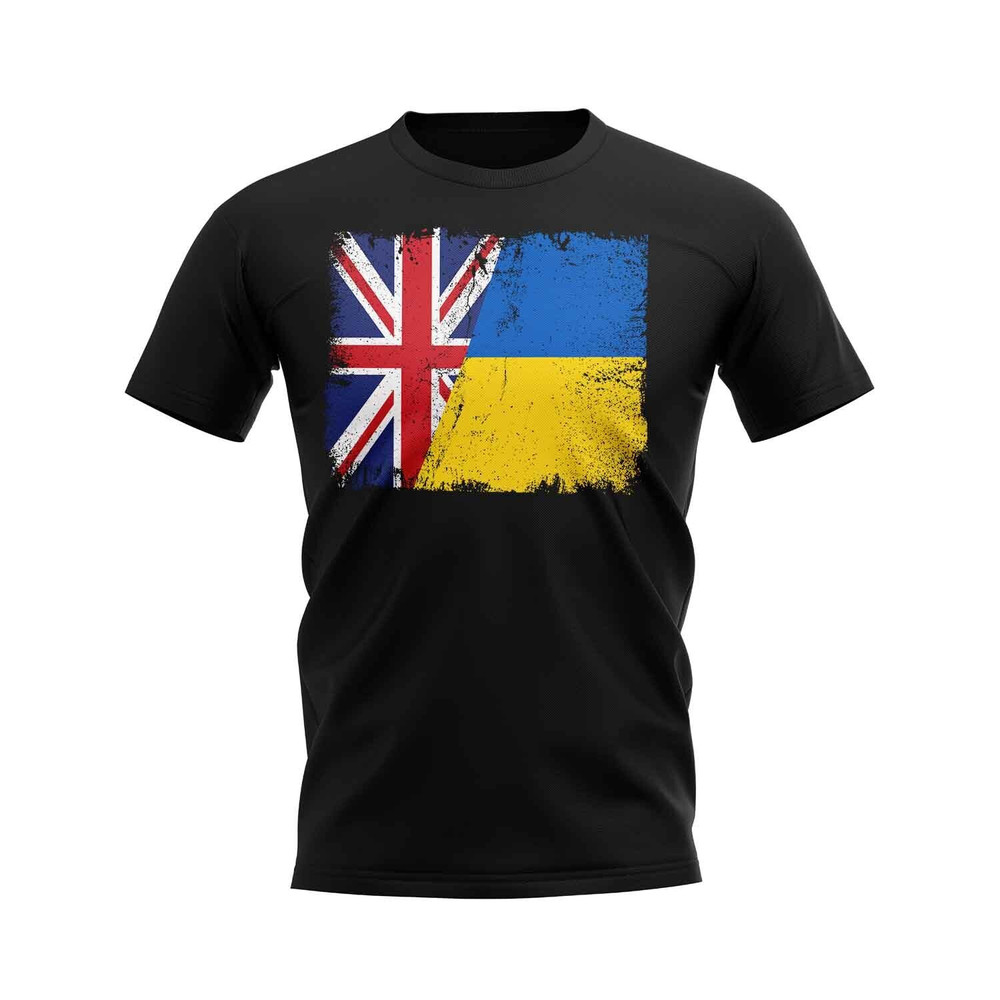 Uk Ukraine Flag T-Shirt (Black) Polyester Uksoccershop Men's Black 0-3 Mo