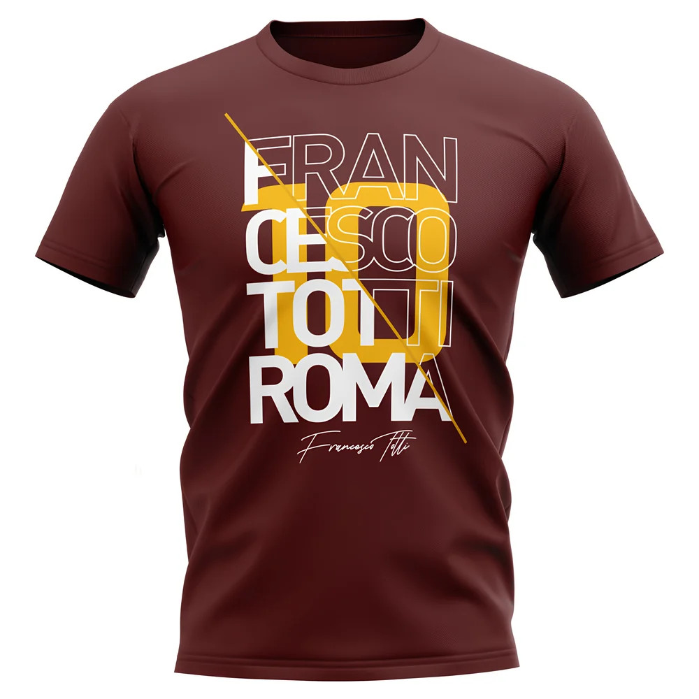 Francesco Totti Roma Graphic Signature T-Shirt (Burgundy) Polyester Uksoccershop Men's Burgundy Extra Large