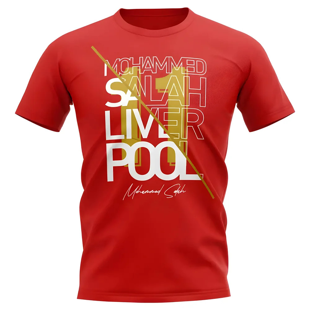 Mo Salah Liverpool Graphic Signature T-Shirt (Red) Polyester Uksoccershop Men's Red Medium