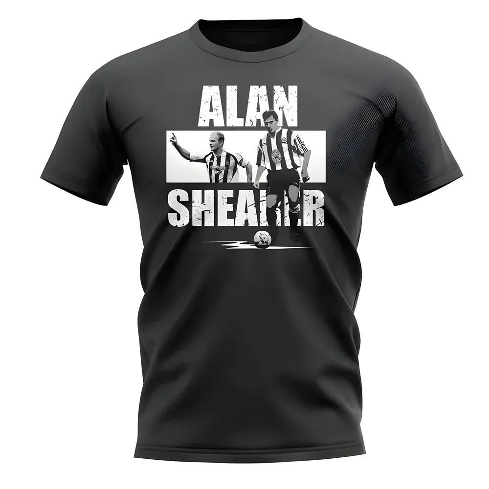Alan Shearer Player Collage T-Shirt (Black) Polyester Newcastle Uksoccershop Men's Black Medium