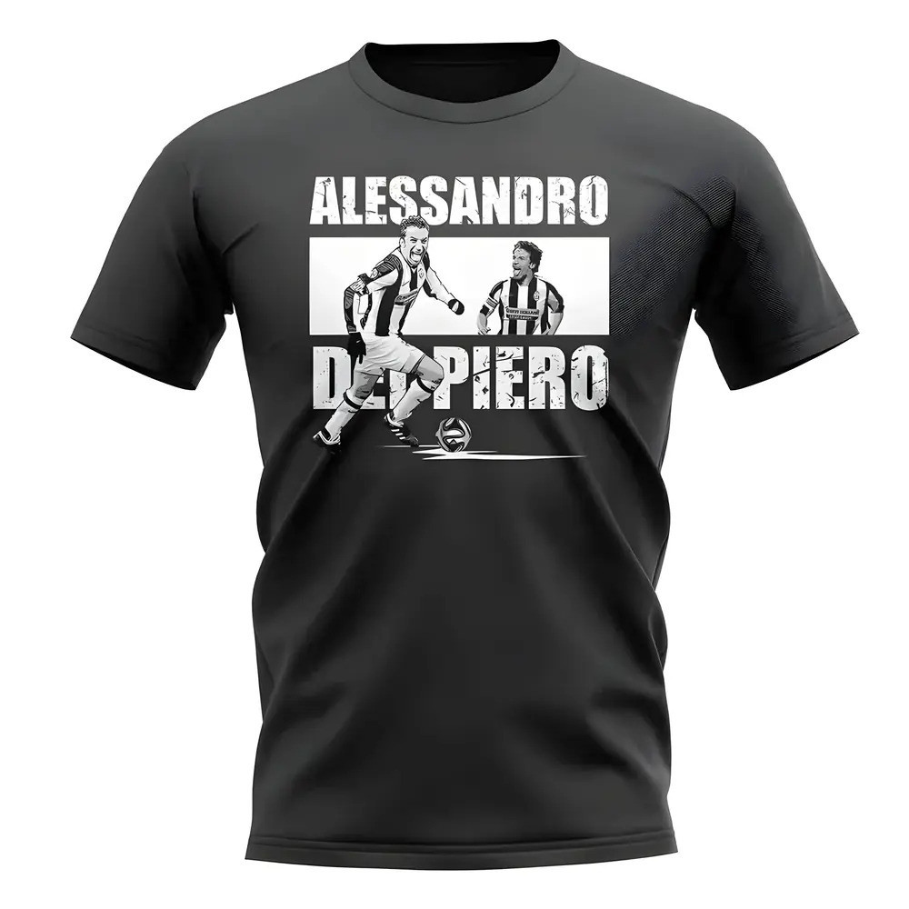 Alessandro Del Piero Player Collage T-Shirt (Black) Polyester Juventus Uksoccershop Men's Black Medium