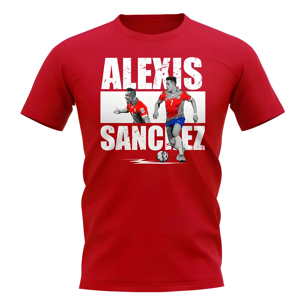 Alexis Sanchez Player Collage T-Shirt (Red) Polyester Chile Uksoccershop Men's Red Extra Large