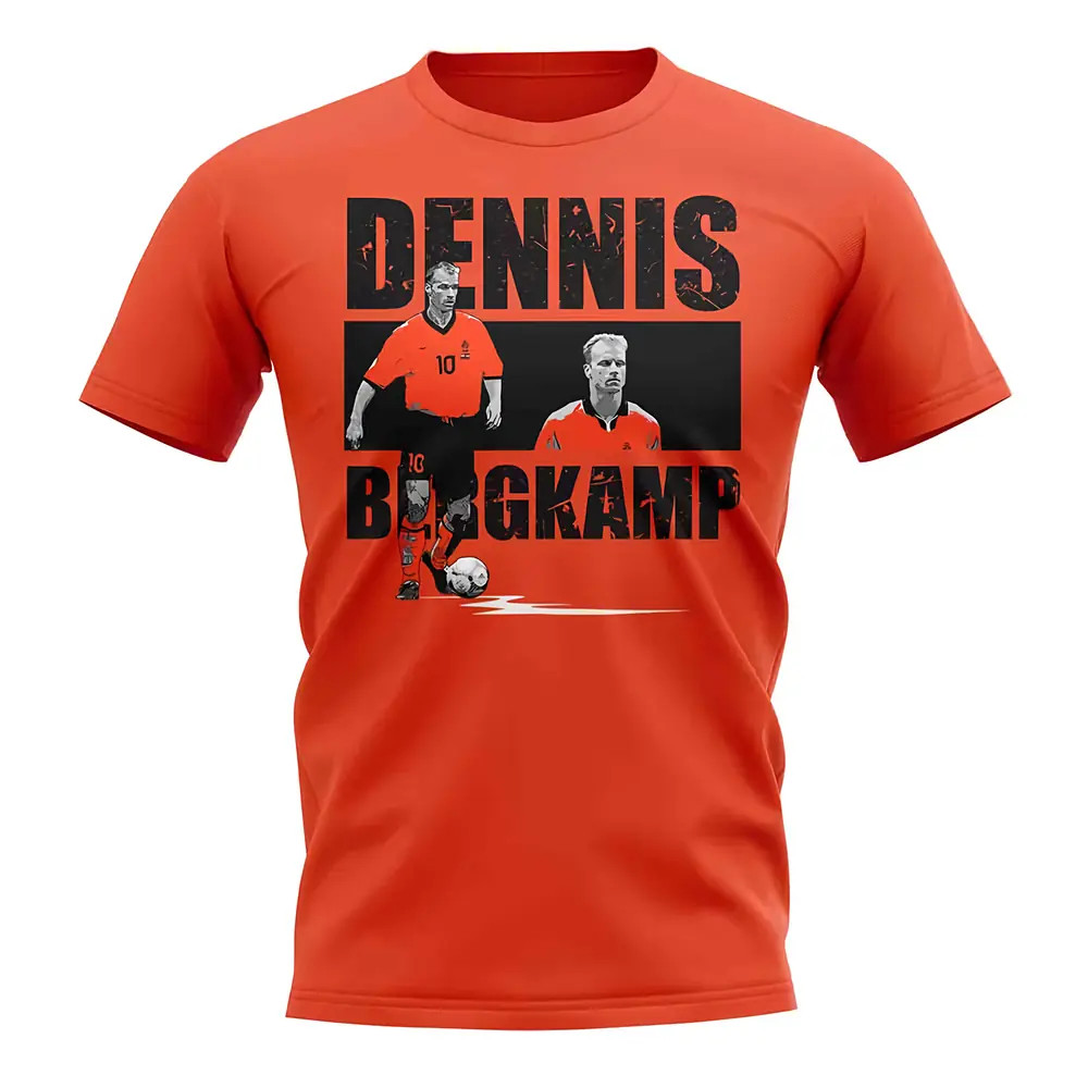 Dennis Bergkamp Player Collage T-Shirt (Orange) Polyester Holland Uksoccershop Men's Orange Xxl