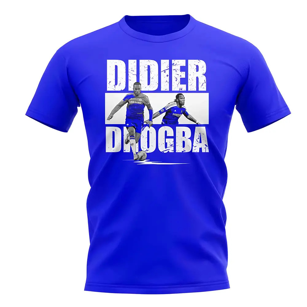 Didier Drogba Player Collage T-Shirt (Blue) Polyester Chelsea Uksoccershop Men's Blue Xxl