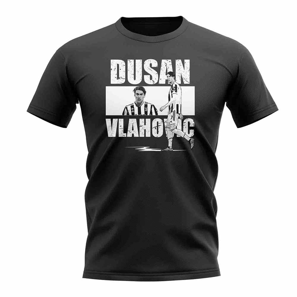 Dusan Vlahovic Player Collage T-Shirt (Black) Polyester Juventus Uksoccershop Men's Black Xxl