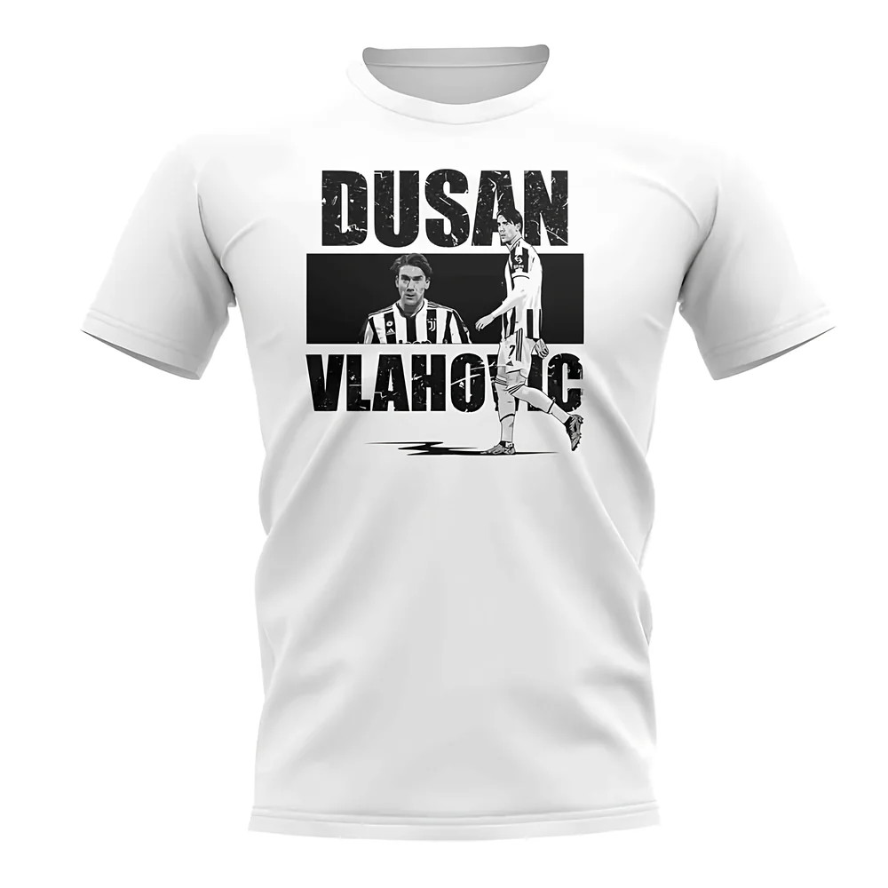 Dusan Vlahovic Player Collage T-Shirt (White) Polyester Juventus Uksoccershop Men's White Extra Large